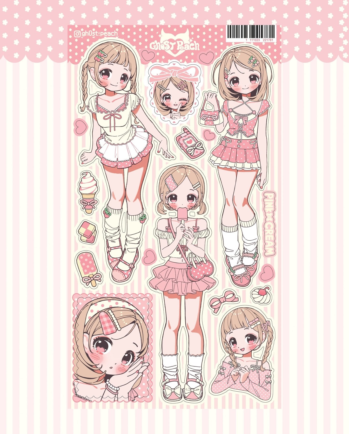 [GP15] NEW RESTOCK Ghost Peach 'Pink Cream Lookbook' Sticker Sheet - Ghost Peach__korean_sticker_stationery