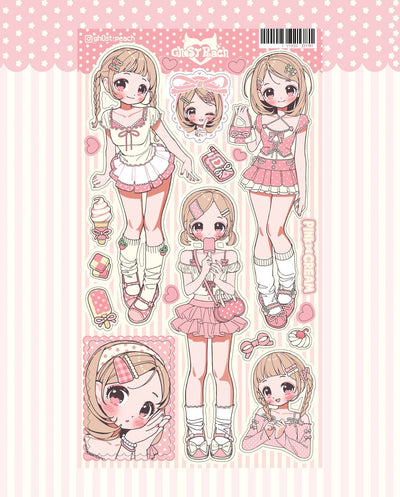 [GP15] NEW RESTOCK Ghost Peach 'Pink Cream Lookbook' Sticker Sheet - Ghost Peach__korean_sticker_stationery