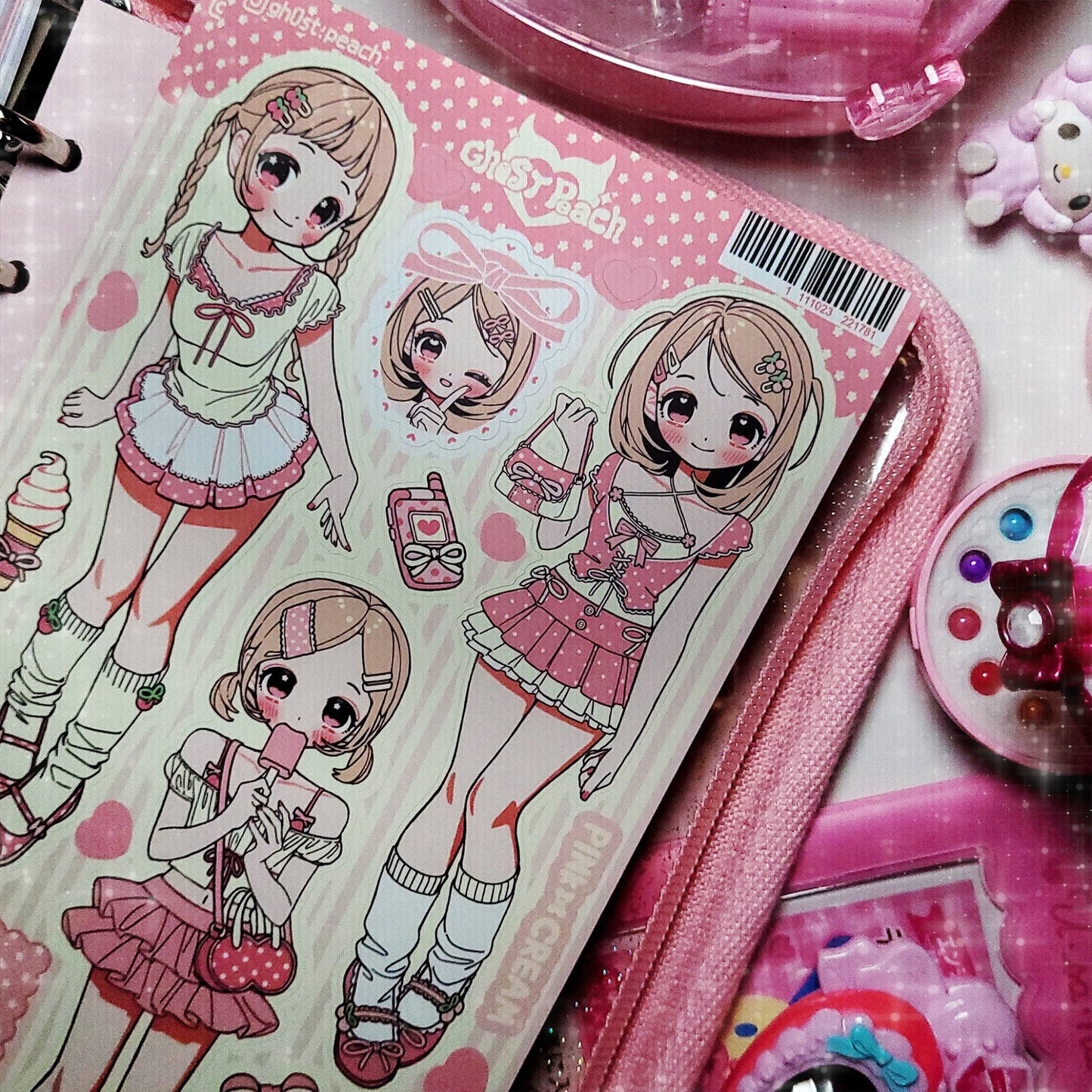 [GP15] NEW RESTOCK Ghost Peach 'Pink Cream Lookbook' Sticker Sheet - Ghost Peach__korean_sticker_stationery