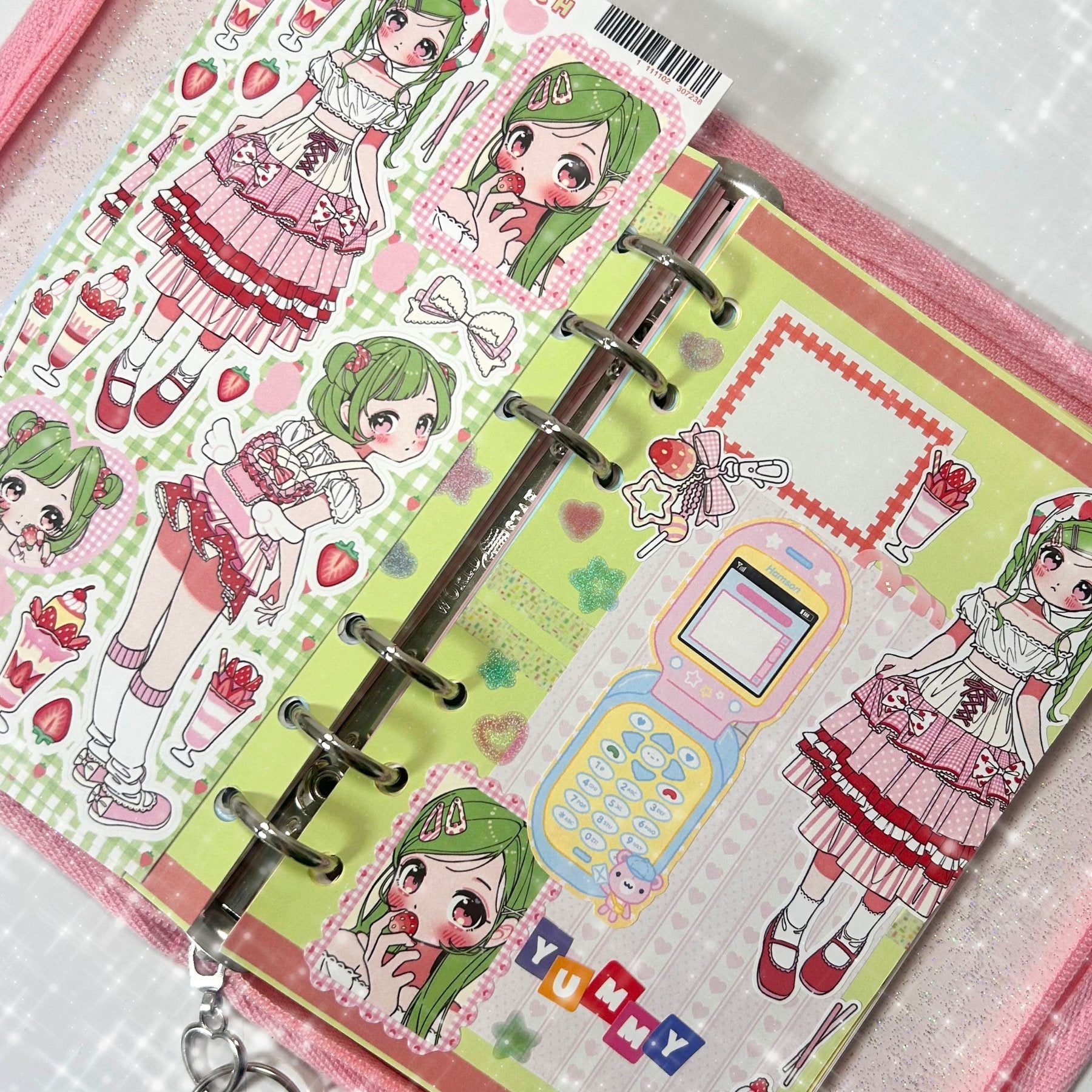 [GP17] NEW RESTOCK Ghost Peach 'Strawberry Parfait Style' Sticker Sheet - Ghost Peach__korean_sticker_stationery