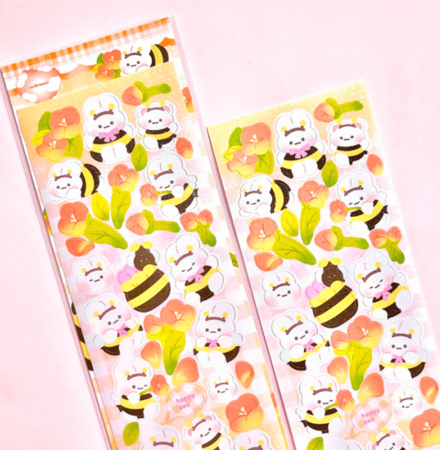 [GR02] im9roomi Honey Bee Bunny Sticker Sheet - im9roomi__korean_sticker_stationery