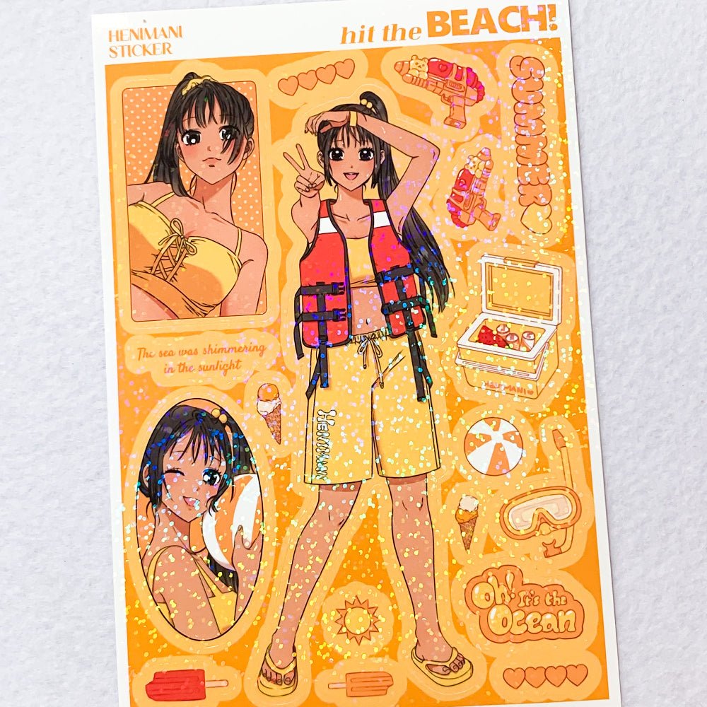 [HM04] NEW Henimani 'Hit the BEACH' Sticker Sheet - Henimani__korean_sticker_stationery