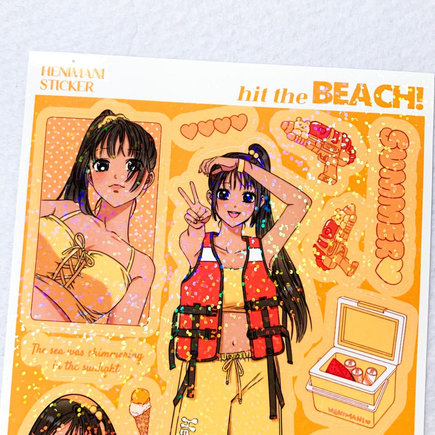 [HM04] NEW Henimani 'Hit the BEACH' Sticker Sheet - Henimani__korean_sticker_stationery