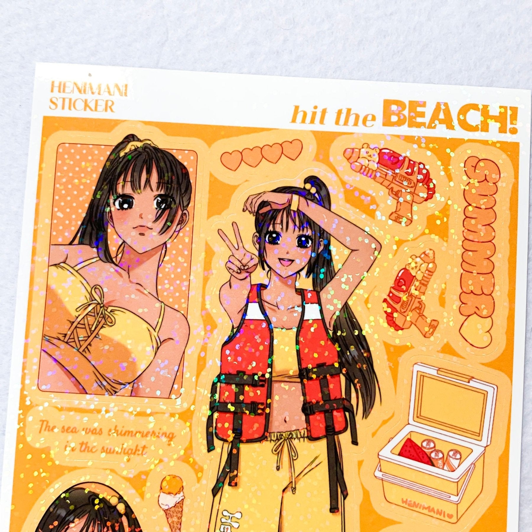 [HM04] NEW Henimani 'Hit the BEACH' Sticker Sheet - Henimani__korean_sticker_stationery