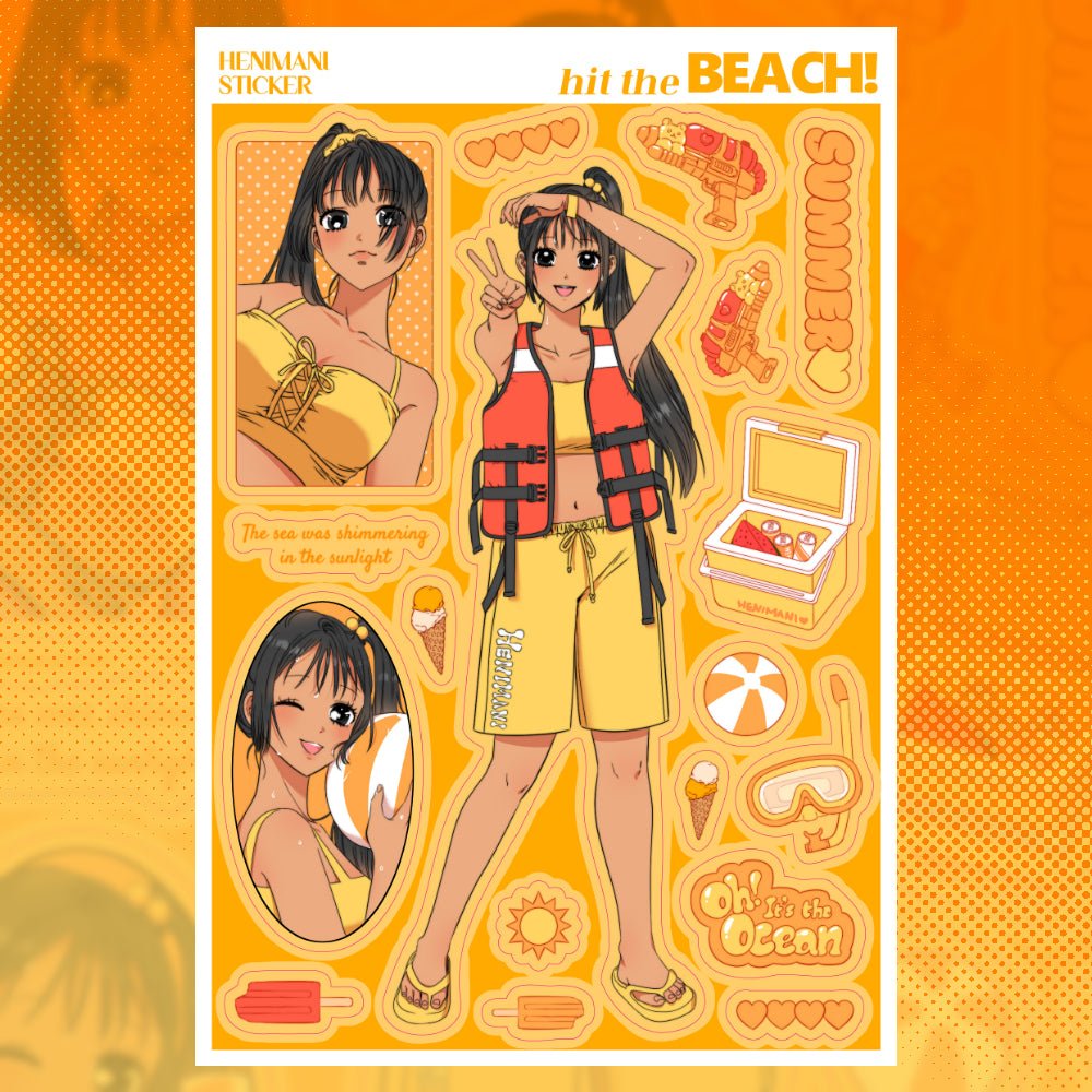 [HM04] NEW Henimani 'Hit the BEACH' Sticker Sheet - Henimani__korean_sticker_stationery