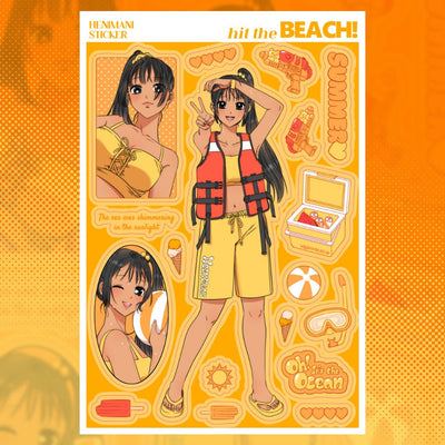 [HM04] NEW Henimani 'Hit the BEACH' Sticker Sheet - Henimani__korean_sticker_stationery