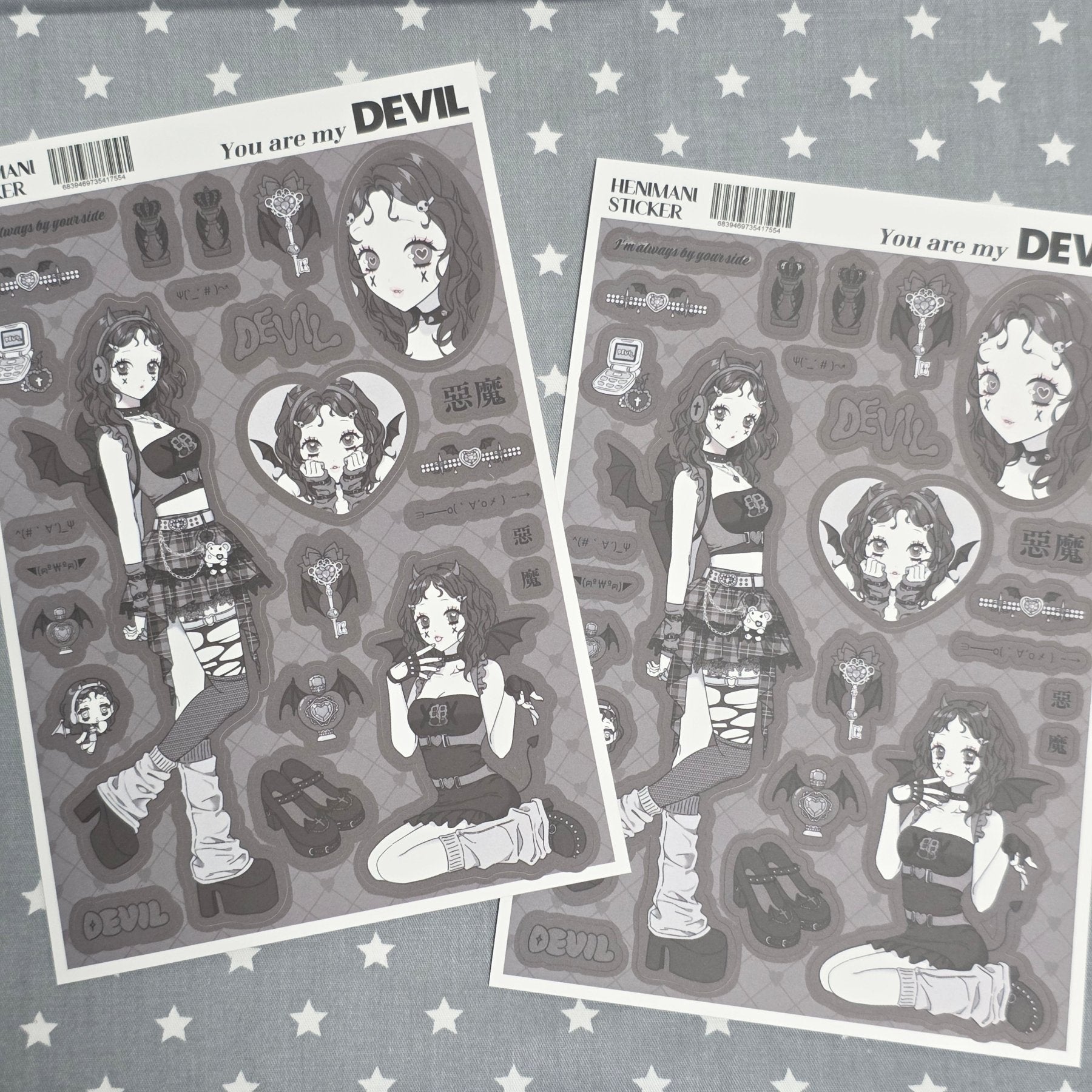 [HM07] NEW Henimani 'You are my ANGEL/DEVIL' Sticker Sheet (options) - Henimani_HM07S2 - DEVIL_korean_sticker_stationery