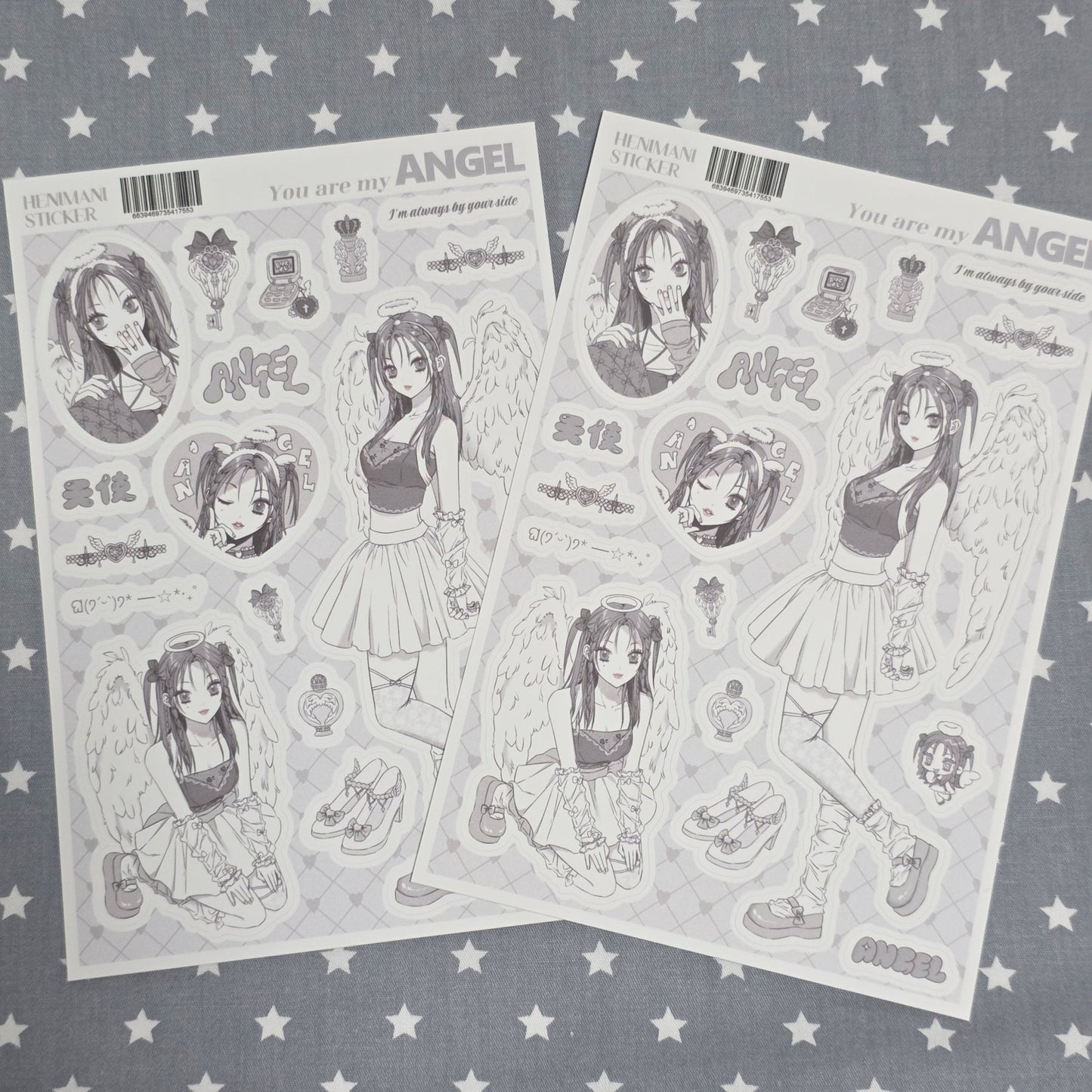 [HM07] NEW Henimani 'You are my ANGEL/DEVIL' Sticker Sheet (options) - Henimani_HM07S1 - ANGEL_korean_sticker_stationery