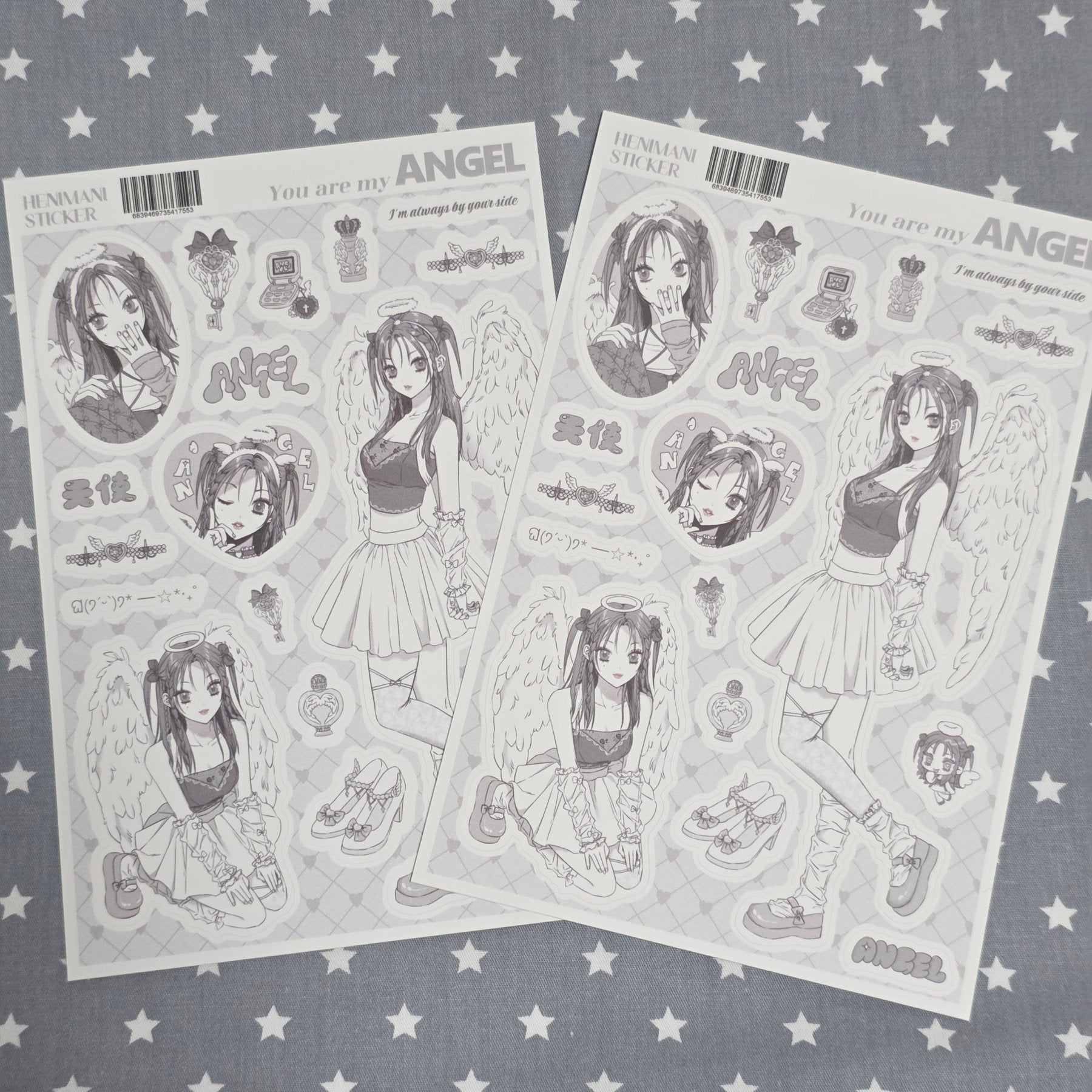 [HM07] NEW Henimani 'You are my ANGEL/DEVIL' Sticker Sheet (options) - Henimani_HM07S1 - ANGEL_korean_sticker_stationery