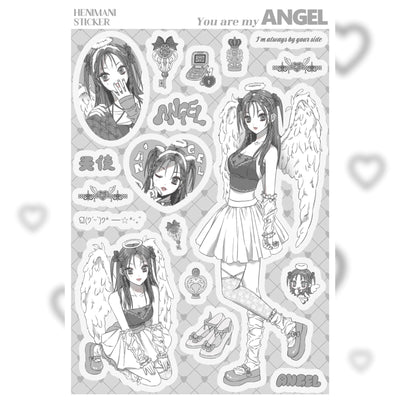 [HM07] NEW Henimani 'You are my ANGEL/DEVIL' Sticker Sheet (options) - Henimani_HM07S1 - ANGEL_korean_sticker_stationery