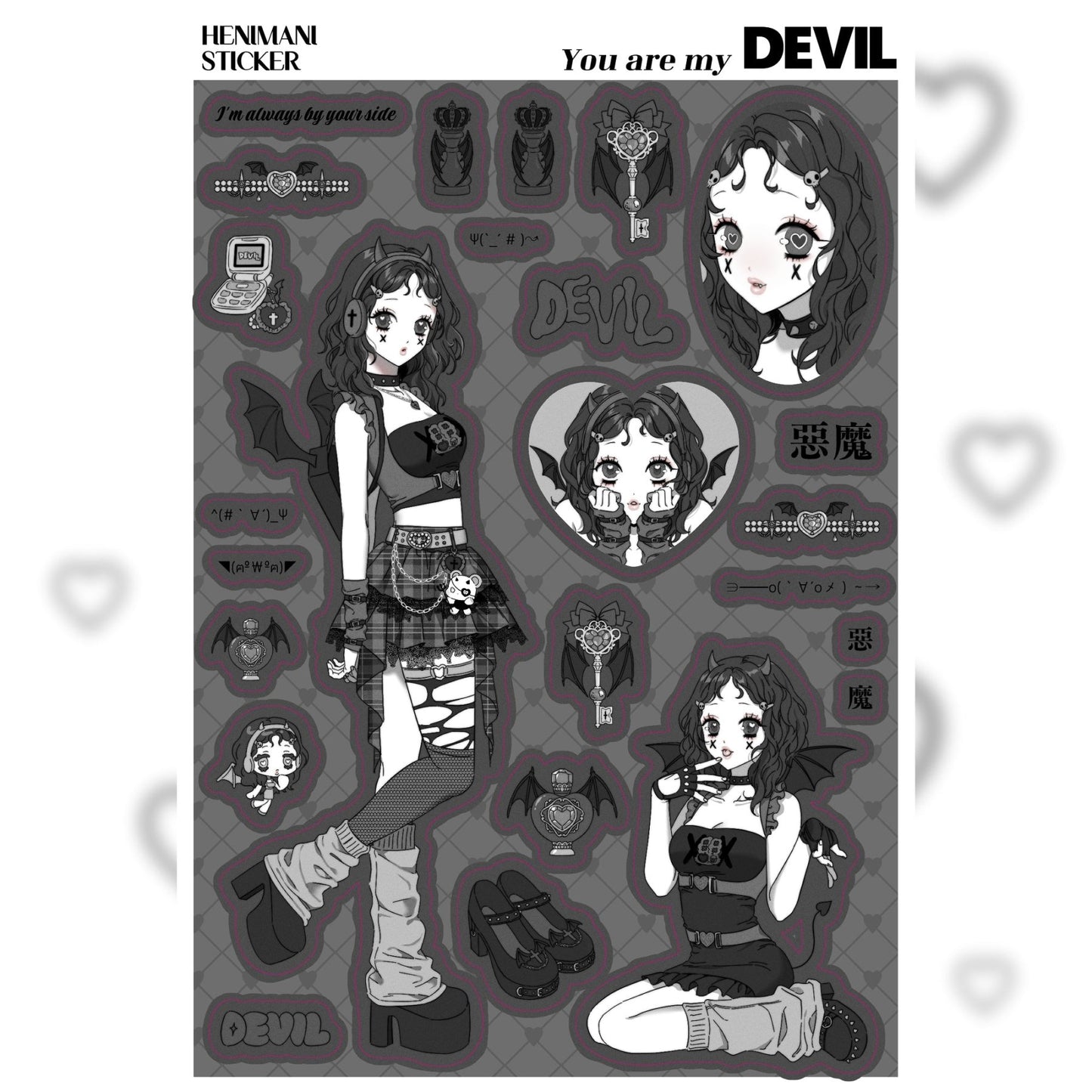[HM07] NEW Henimani 'You are my ANGEL/DEVIL' Sticker Sheet (options) - Henimani_HM07S2 - DEVIL_korean_sticker_stationery