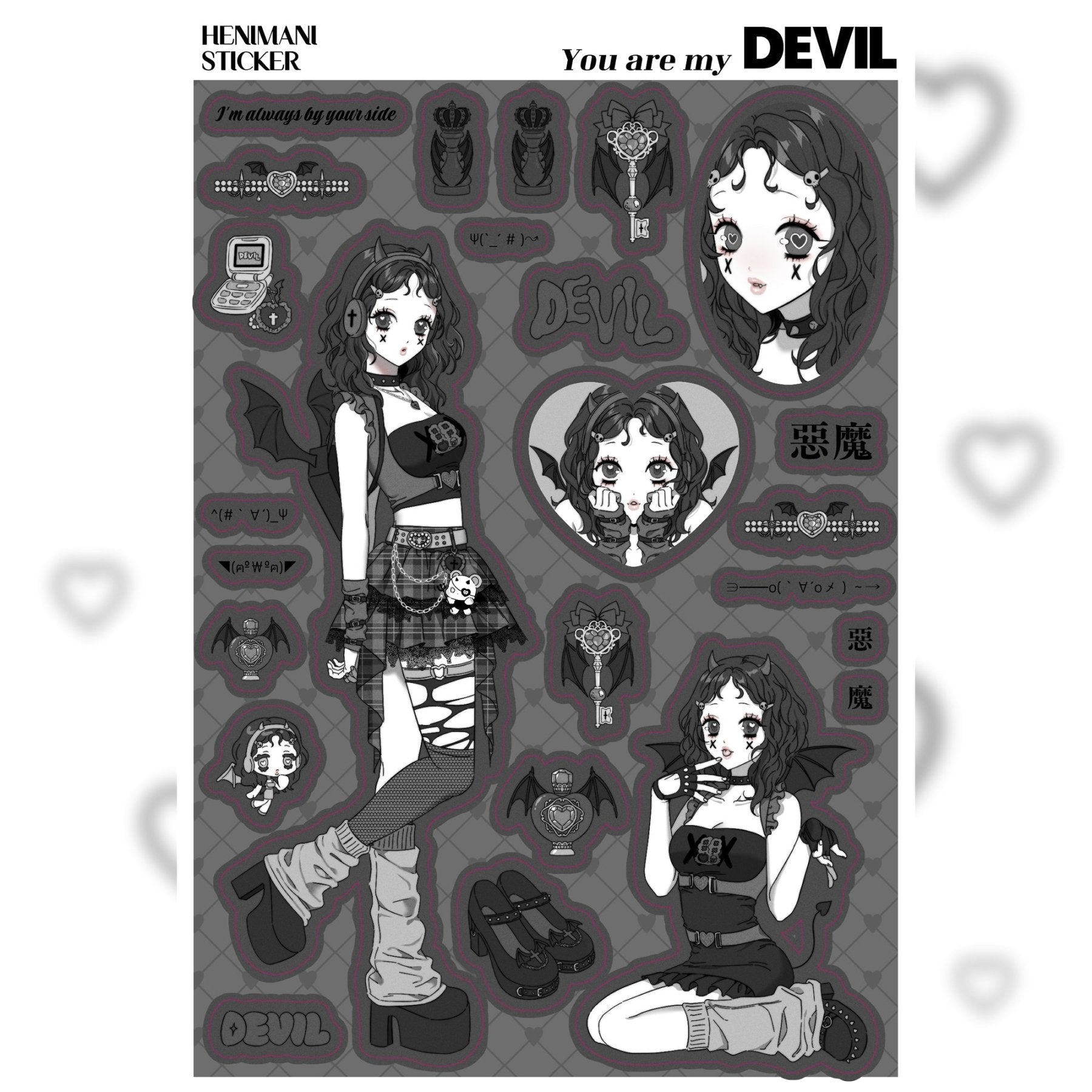 [HM07] NEW Henimani 'You are my ANGEL/DEVIL' Sticker Sheet (options) - Henimani_HM07S2 - DEVIL_korean_sticker_stationery