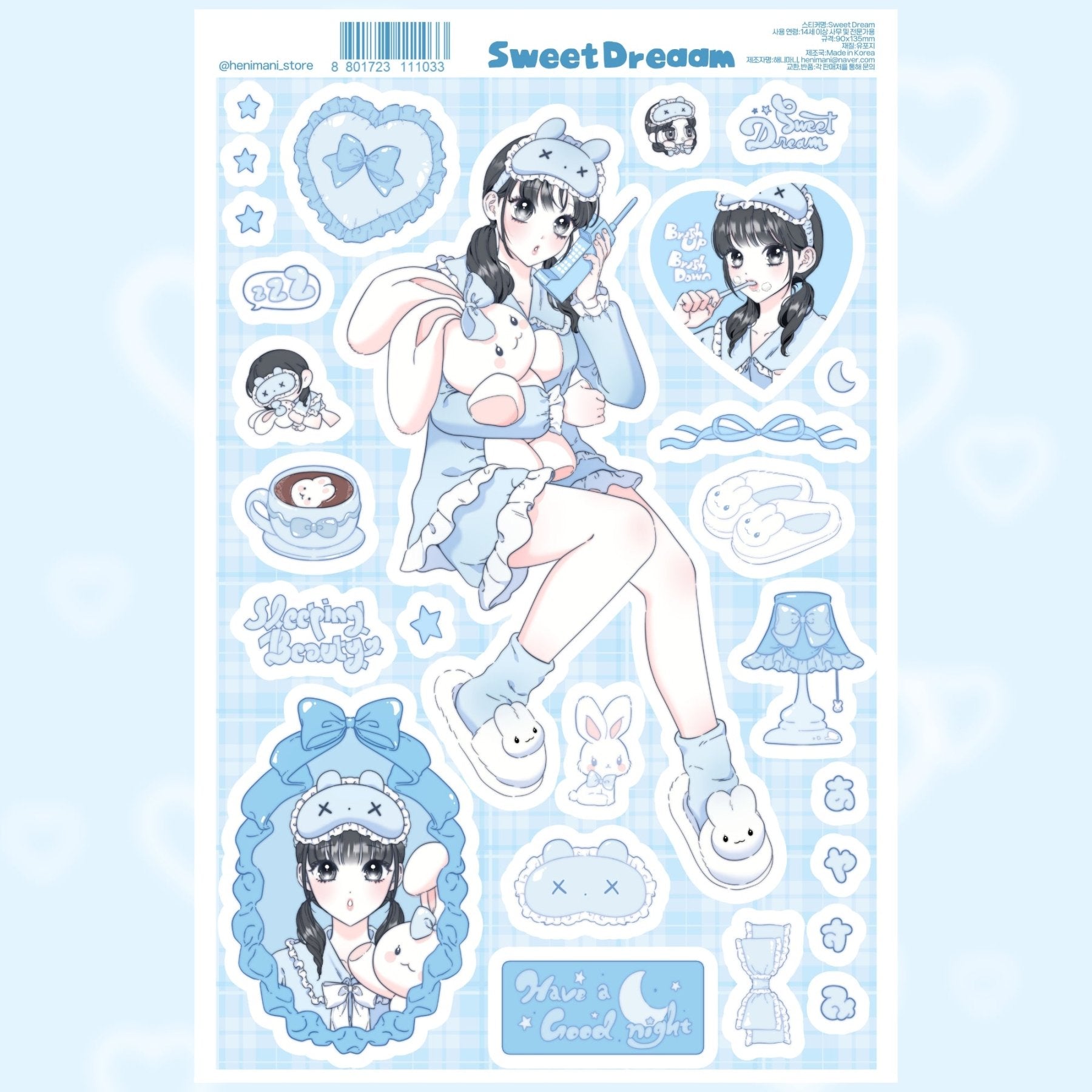 [HM09] NEW Henimani 'Sweet Dream' Sticker Sheet - Henimani__korean_sticker_stationery