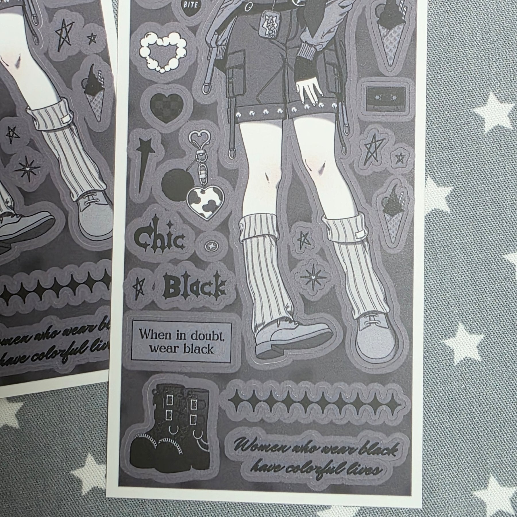 [HM10] NEW Henimani 'Chic Black' Sticker Sheet - Henimani__korean_sticker_stationery