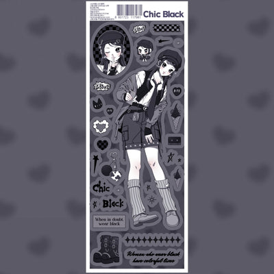 [HM10] NEW Henimani 'Chic Black' Sticker Sheet - Henimani__korean_sticker_stationery