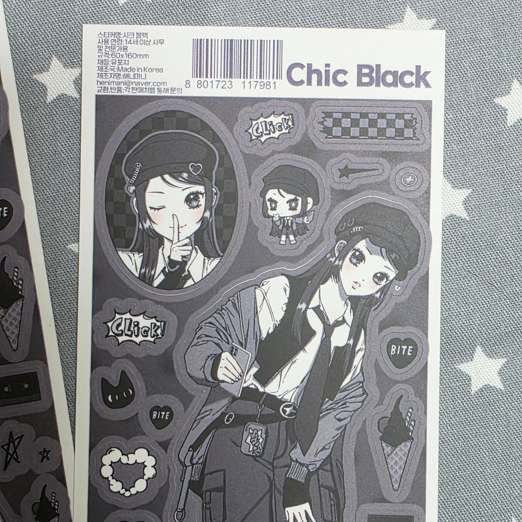 [HM10] NEW Henimani 'Chic Black' Sticker Sheet - Henimani__korean_sticker_stationery