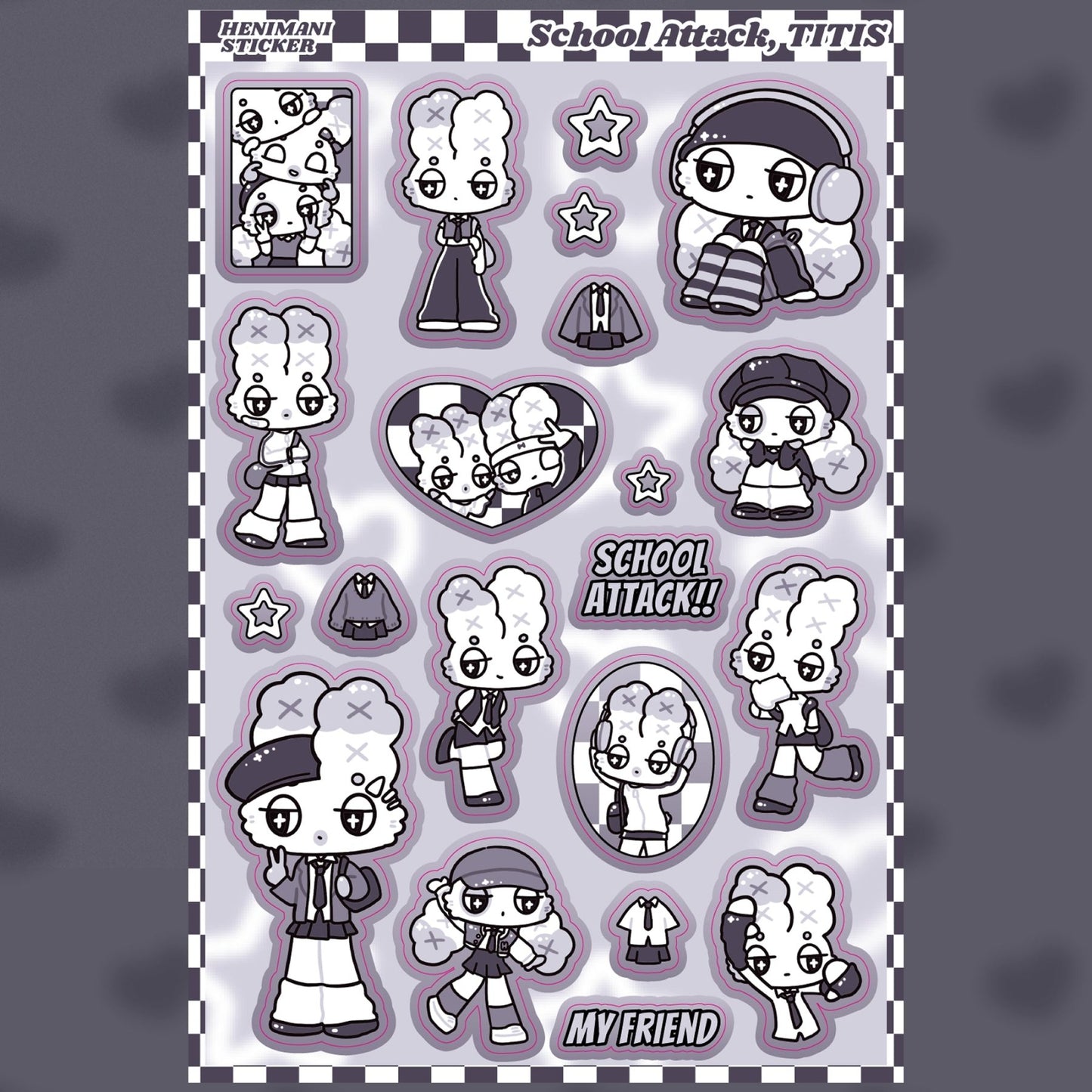 [HM11] NEW Henimani 'School Attack, TITIS' Sticker Sheet - Henimani__korean_sticker_stationery