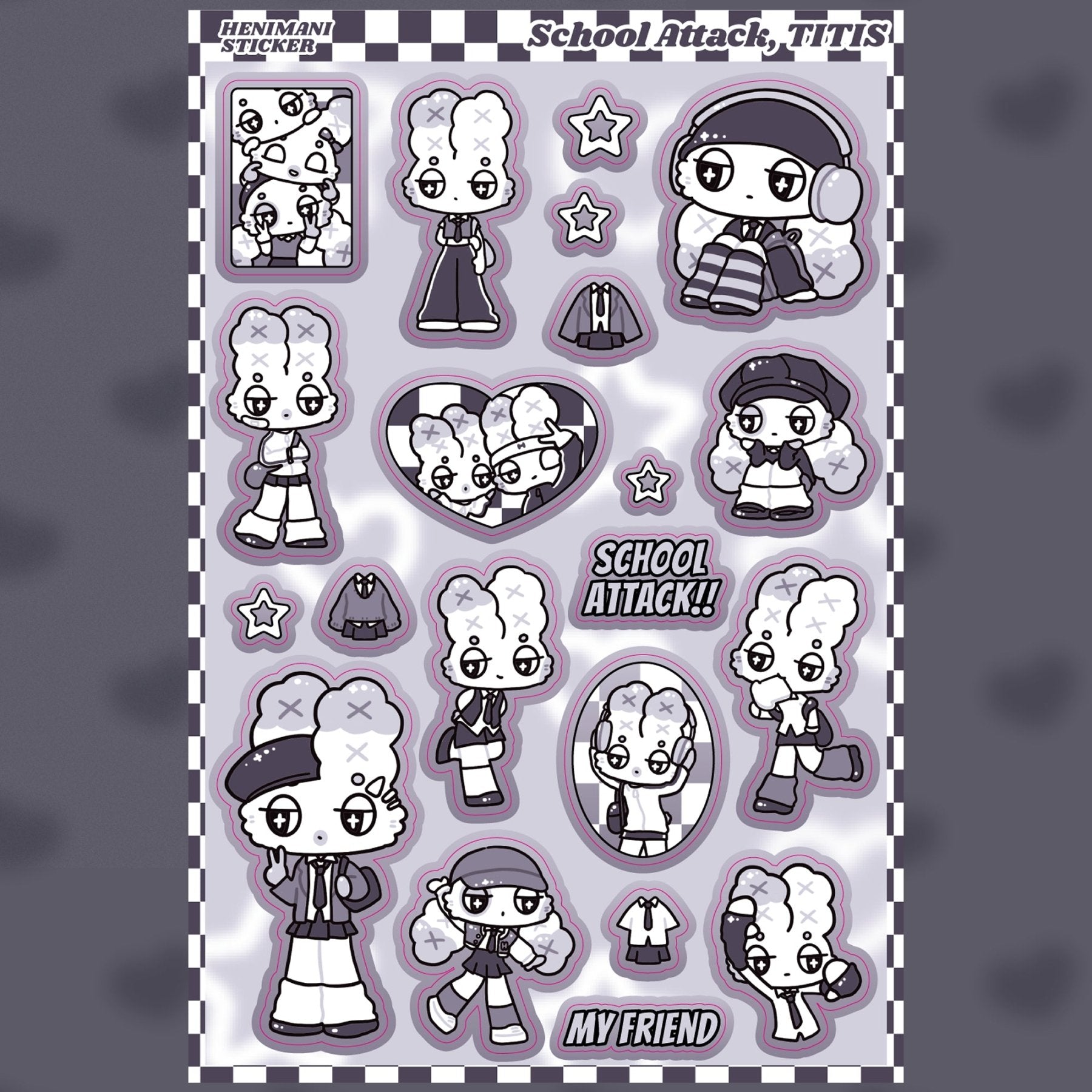 [HM11] NEW Henimani 'School Attack, TITIS' Sticker Sheet - Henimani__korean_sticker_stationery