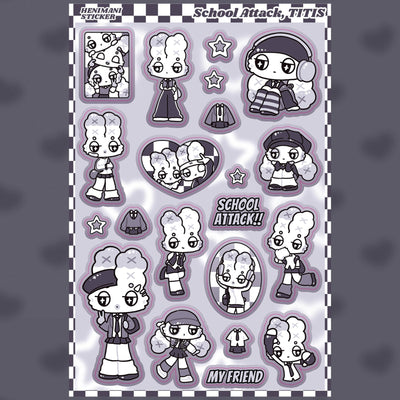 [HM11] NEW Henimani 'School Attack, TITIS' Sticker Sheet - Henimani__korean_sticker_stationery