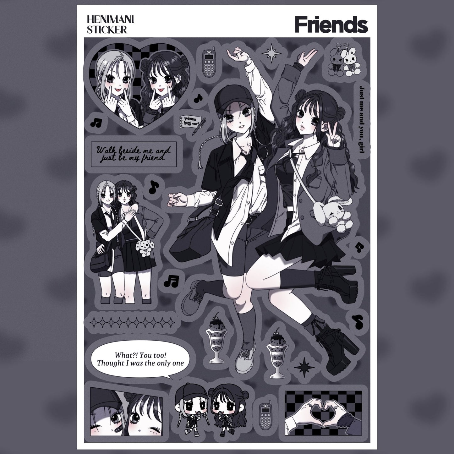 [HM13] NEW Henimani 'Friends' Sticker Sheet - Henimani__korean_sticker_stationery