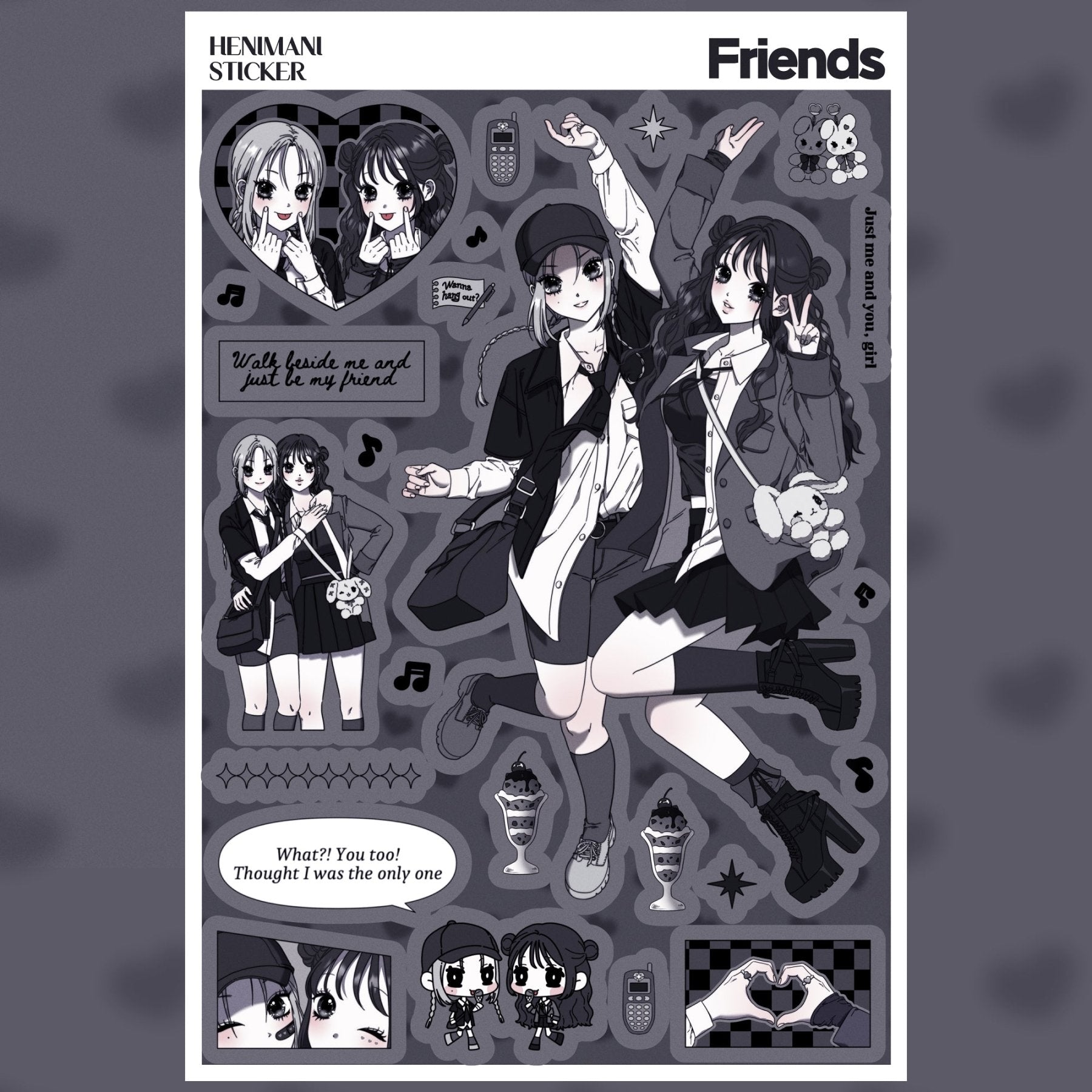 [HM13] NEW Henimani 'Friends' Sticker Sheet - Henimani__korean_sticker_stationery