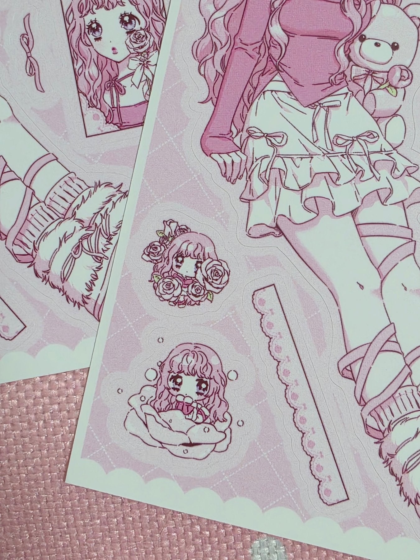 [HM17] NEW Henimani 'Pink Rose' Sticker Sheet - Henimani__korean_sticker_stationery