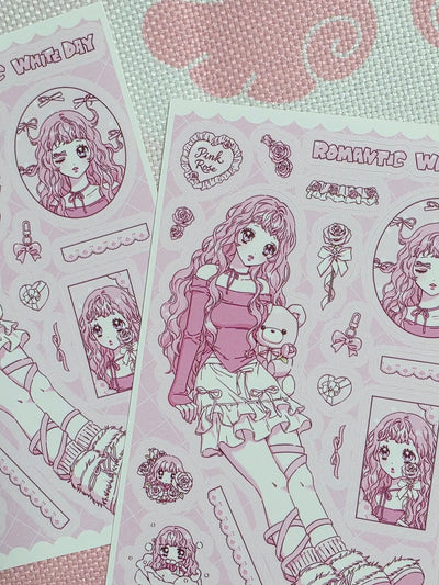 [HM17] NEW Henimani 'Pink Rose' Sticker Sheet - Henimani__korean_sticker_stationery