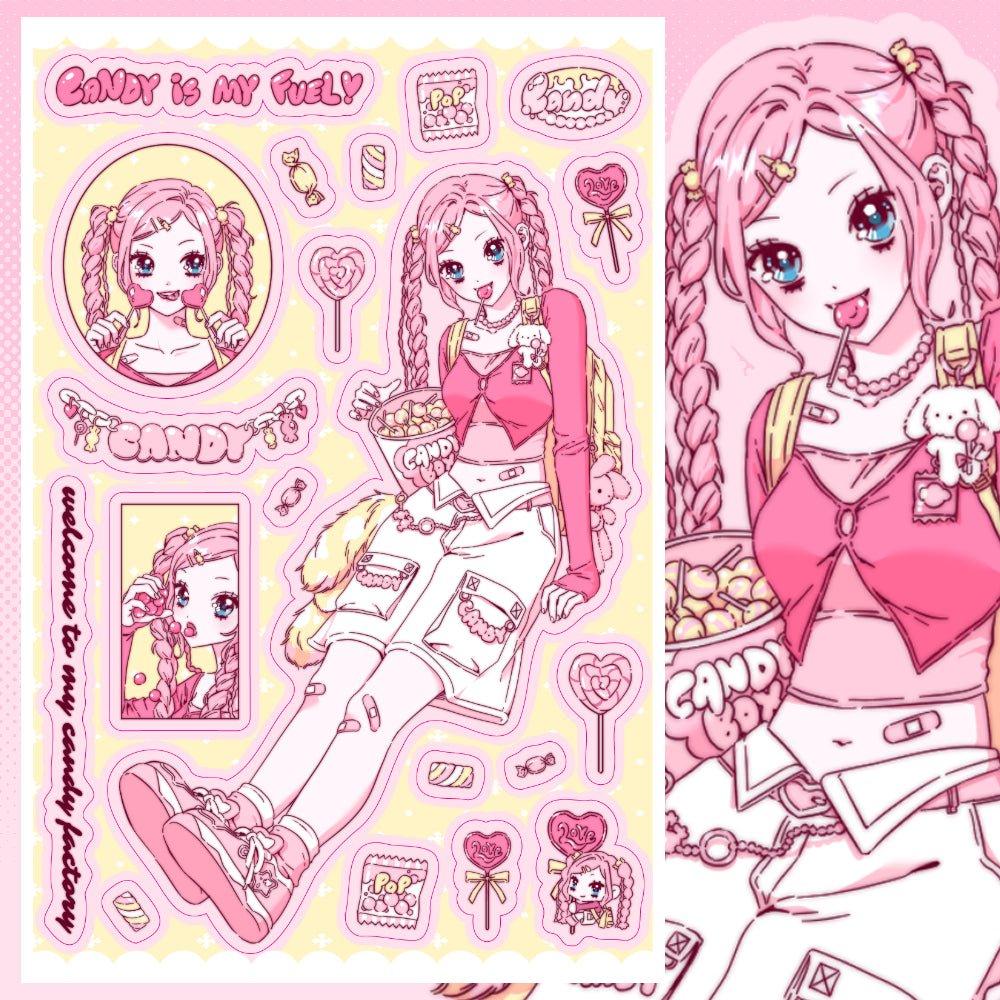 [HM19] NEW Henimani 'Candy Box' Sticker Sheet - Henimani__korean_sticker_stationery