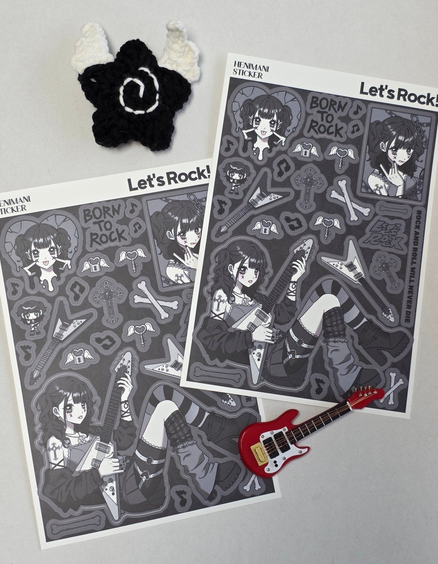 [HM21] NEW Henimani 'Let's Rock!' Sticker Sheet - Henimani__korean_sticker_stationery