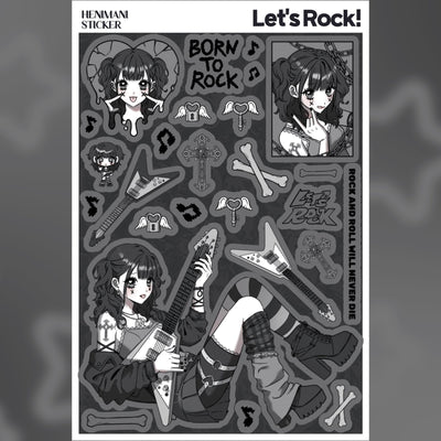 [HM21] NEW Henimani 'Let's Rock!' Sticker Sheet - Henimani__korean_sticker_stationery