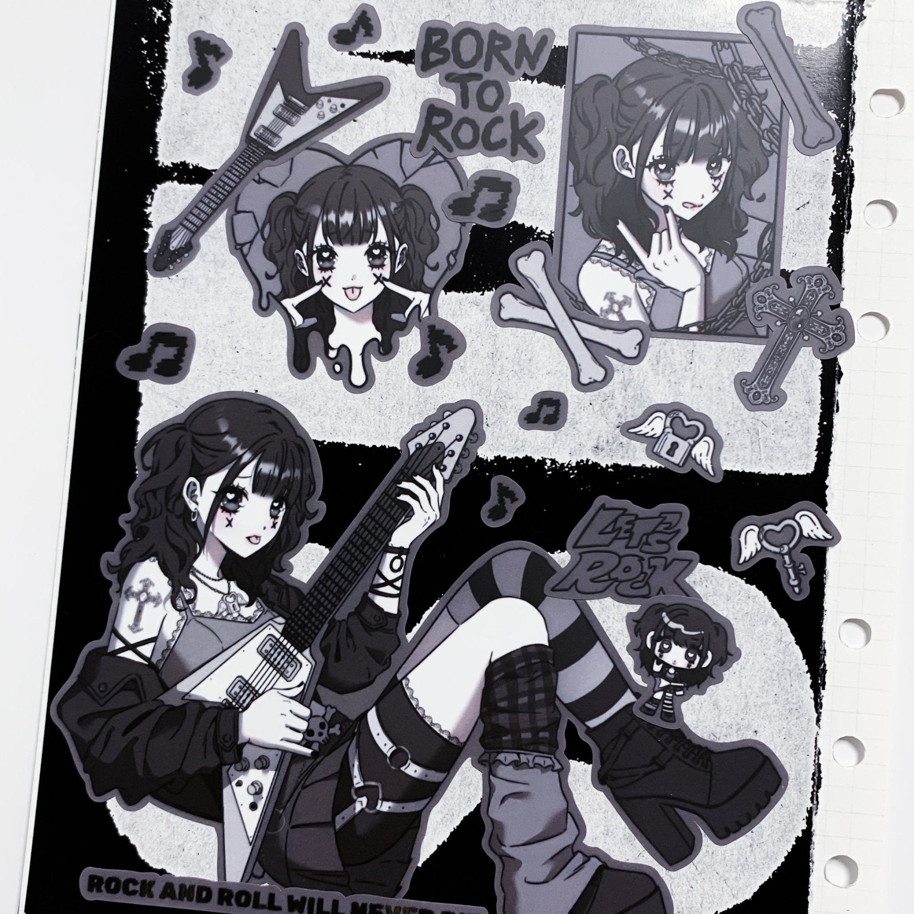 [HM21] NEW Henimani 'Let's Rock!' Sticker Sheet - Henimani__korean_sticker_stationery