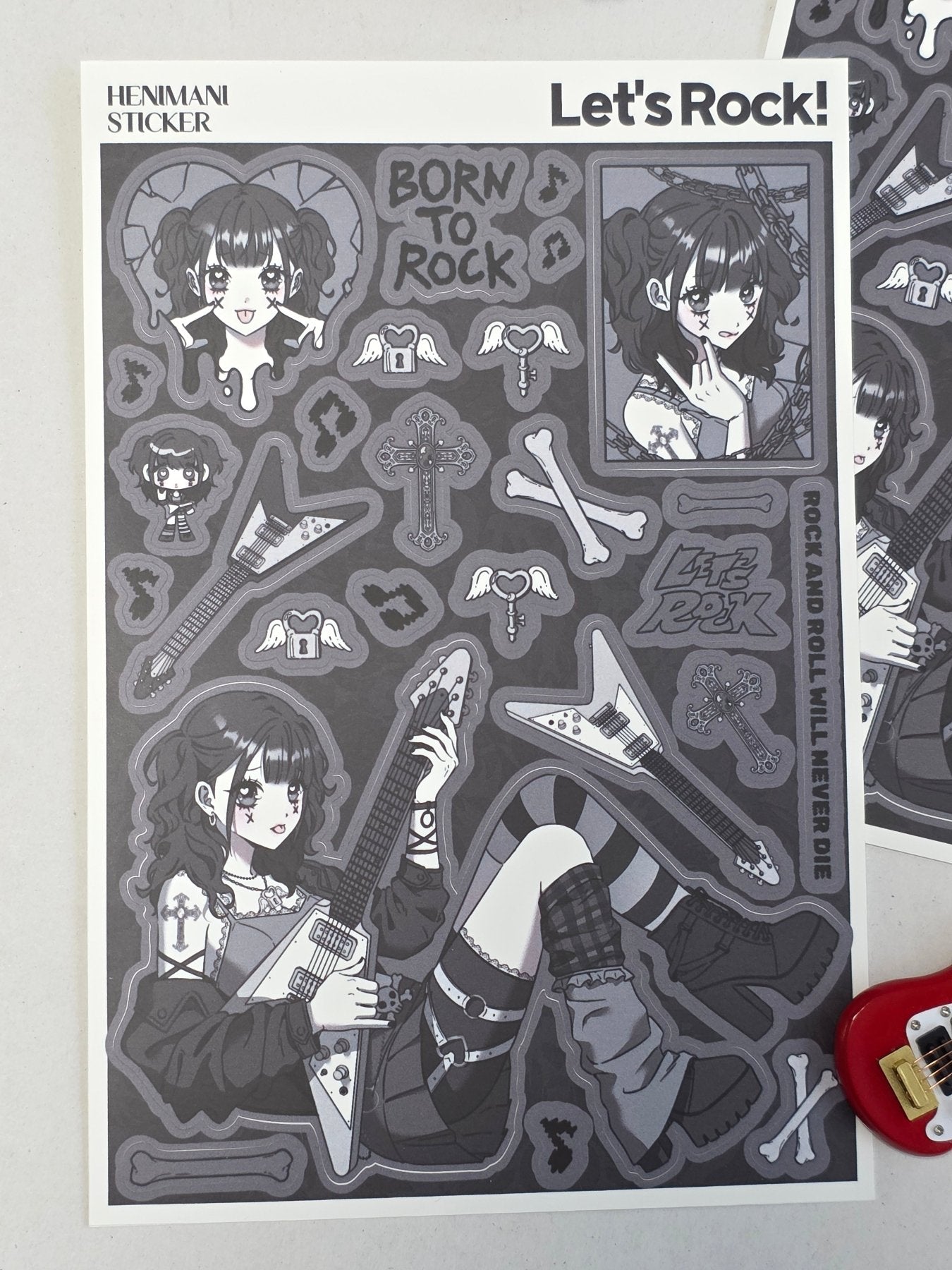 [HM21] NEW Henimani 'Let's Rock!' Sticker Sheet - Henimani__korean_sticker_stationery