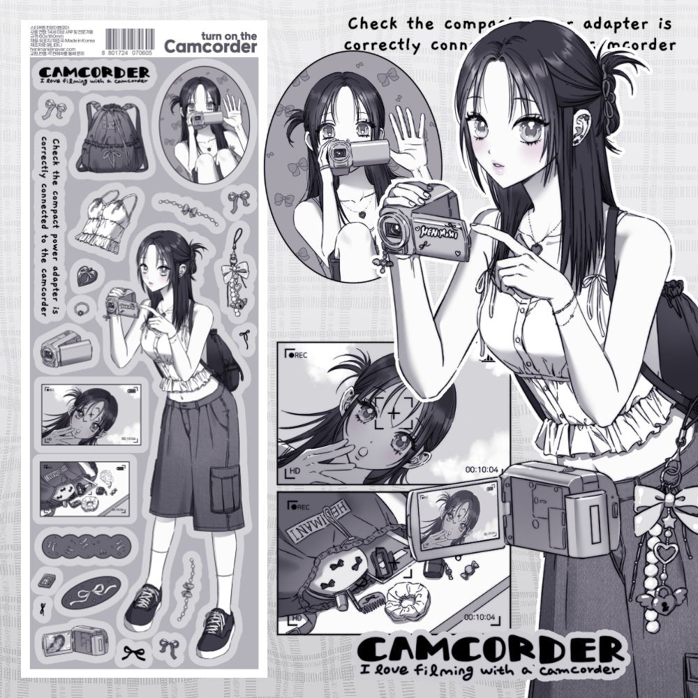 [HM22] NEW Henimani 'Turn on the Camcorder' Sticker Sheet - Henimani__korean_sticker_stationery