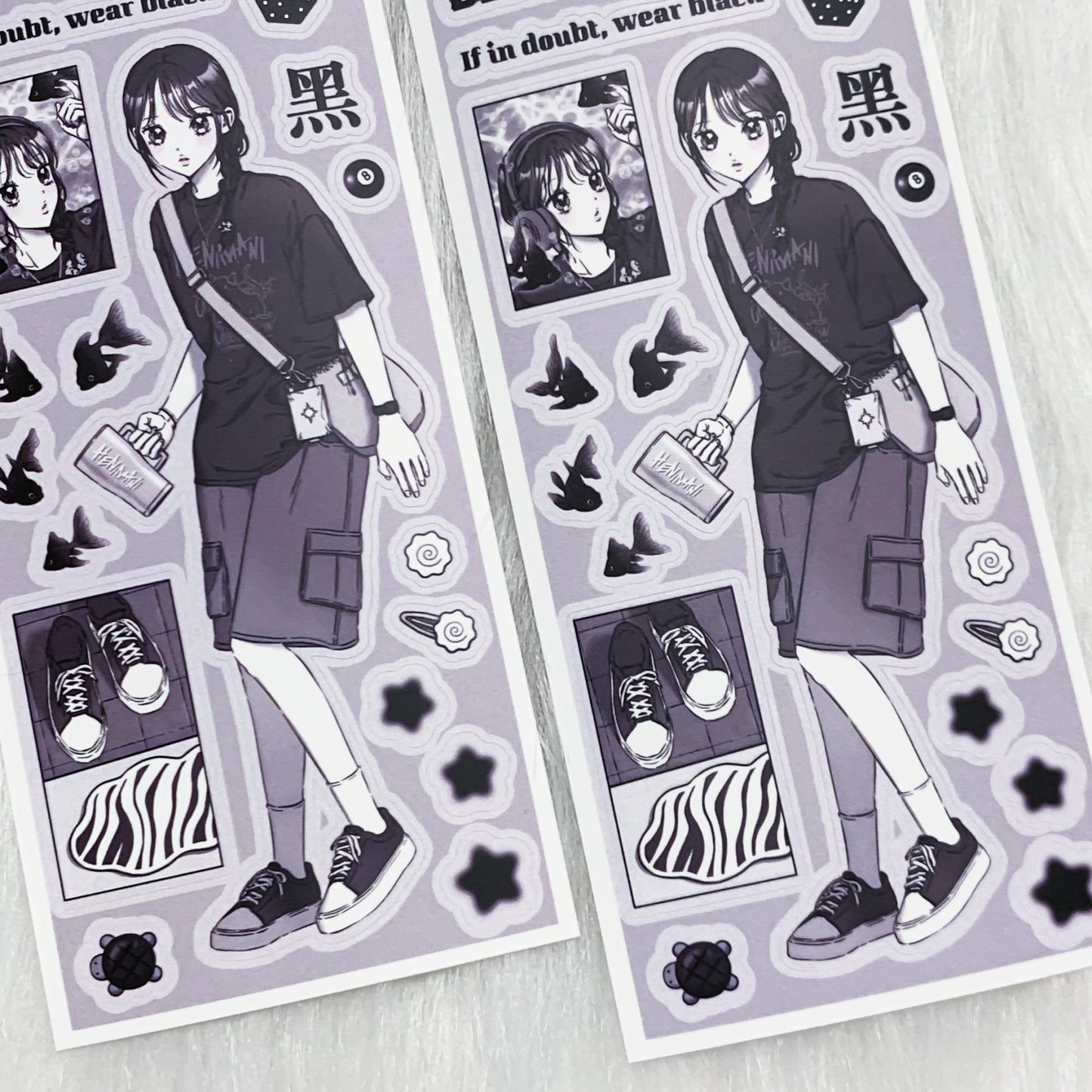 [HM24] NEW Henimani 'The Color Black' Sticker Sheet - Henimani__korean_sticker_stationery