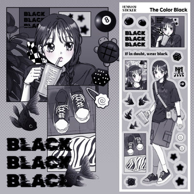 [HM24] NEW Henimani 'The Color Black' Sticker Sheet - Henimani__korean_sticker_stationery