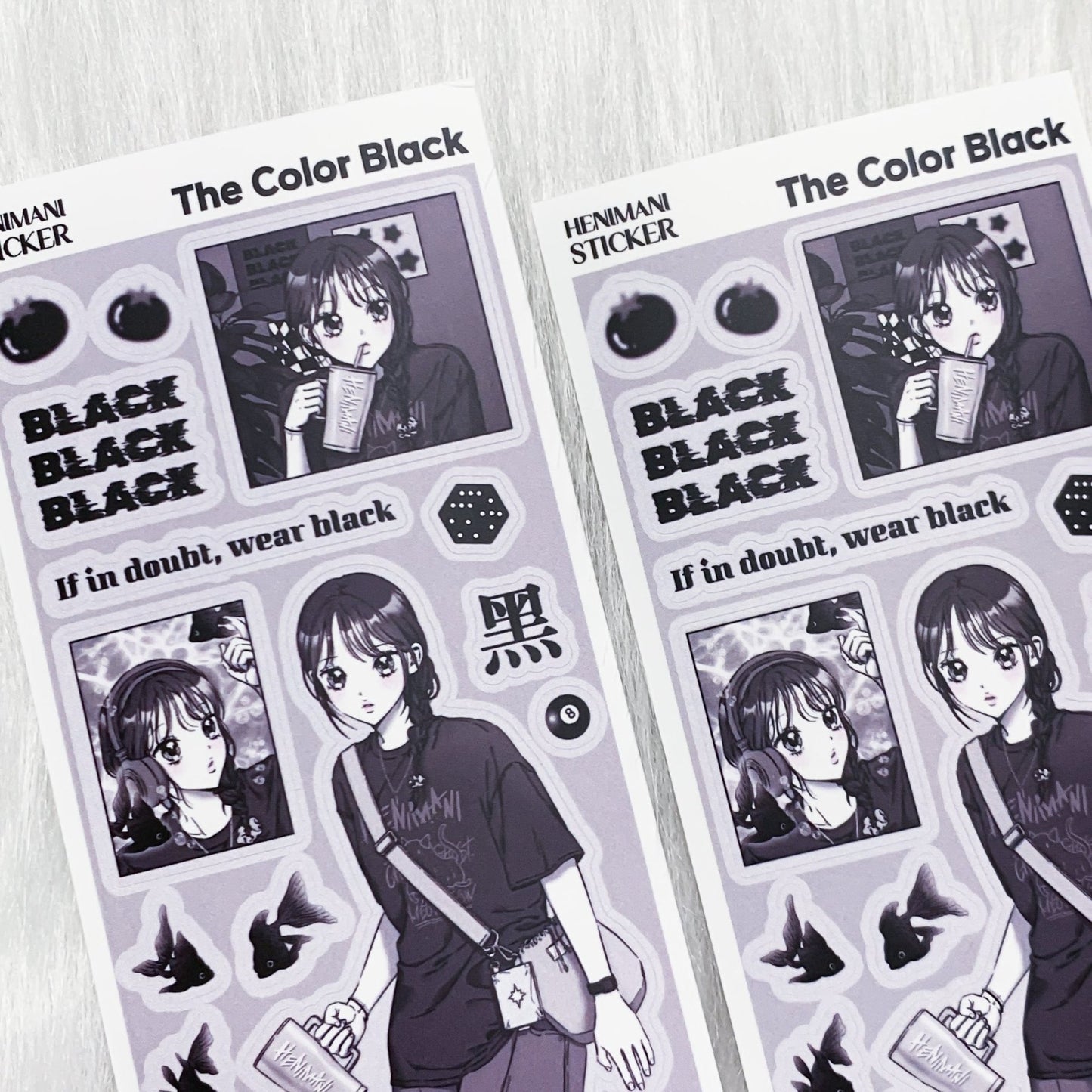 [HM24] NEW Henimani 'The Color Black' Sticker Sheet - Henimani__korean_sticker_stationery