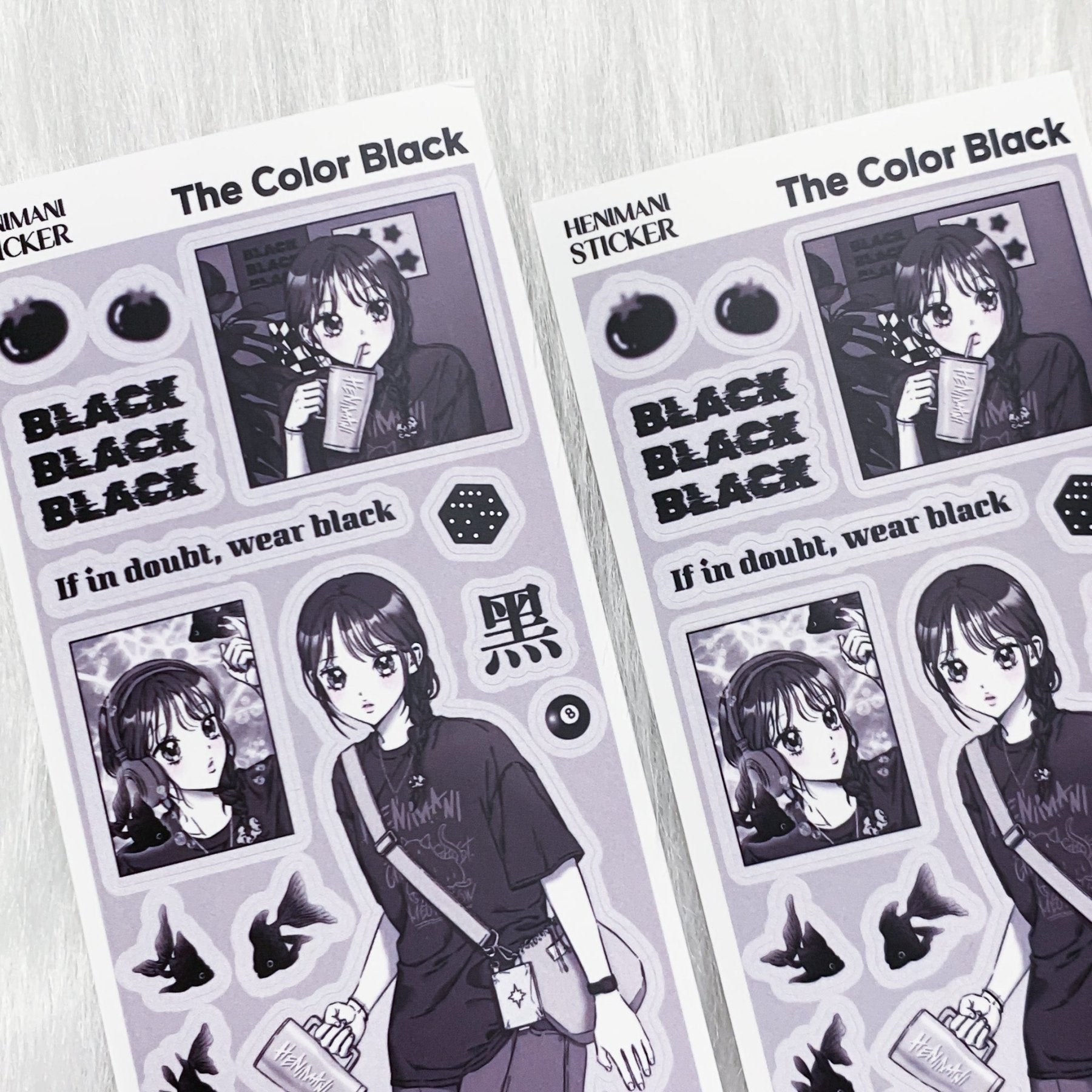 [HM24] NEW Henimani 'The Color Black' Sticker Sheet - Henimani__korean_sticker_stationery