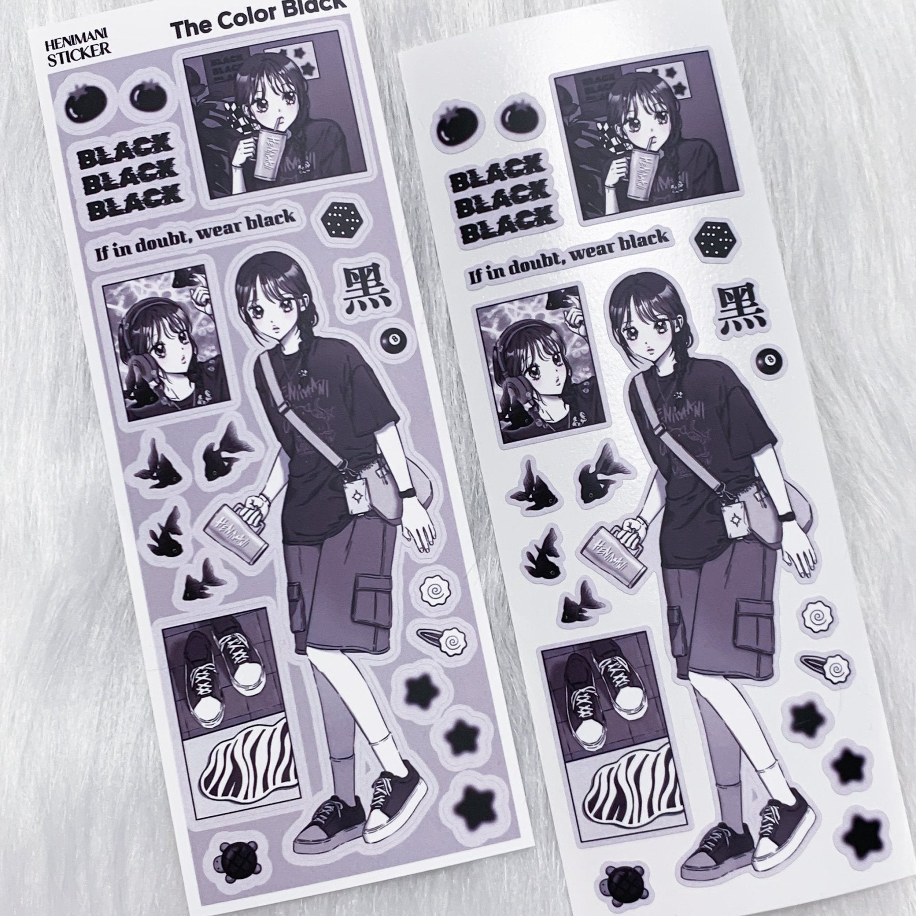 [HM24] NEW Henimani 'The Color Black' Sticker Sheet - Henimani__korean_sticker_stationery