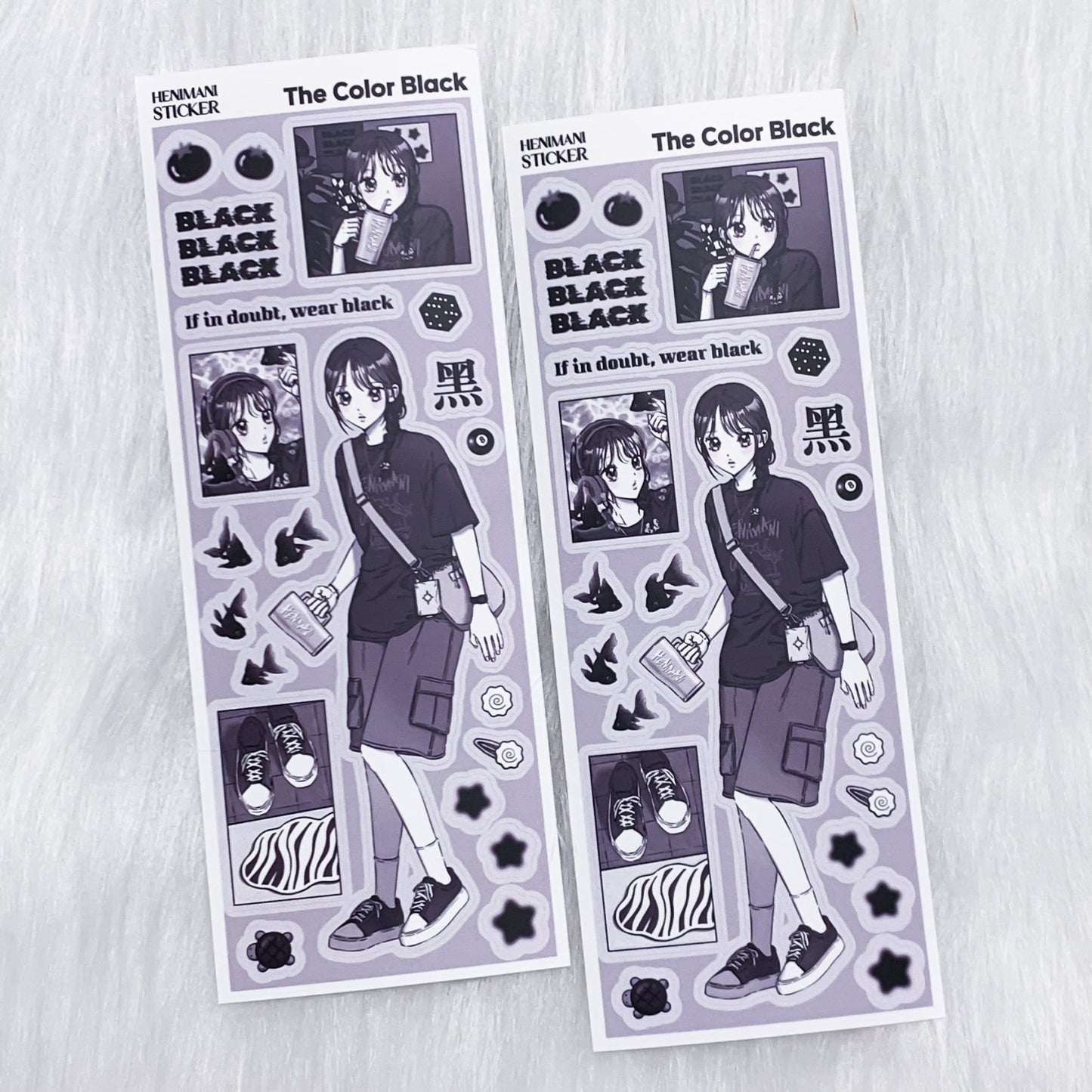 [HM24] NEW Henimani 'The Color Black' Sticker Sheet - Henimani__korean_sticker_stationery