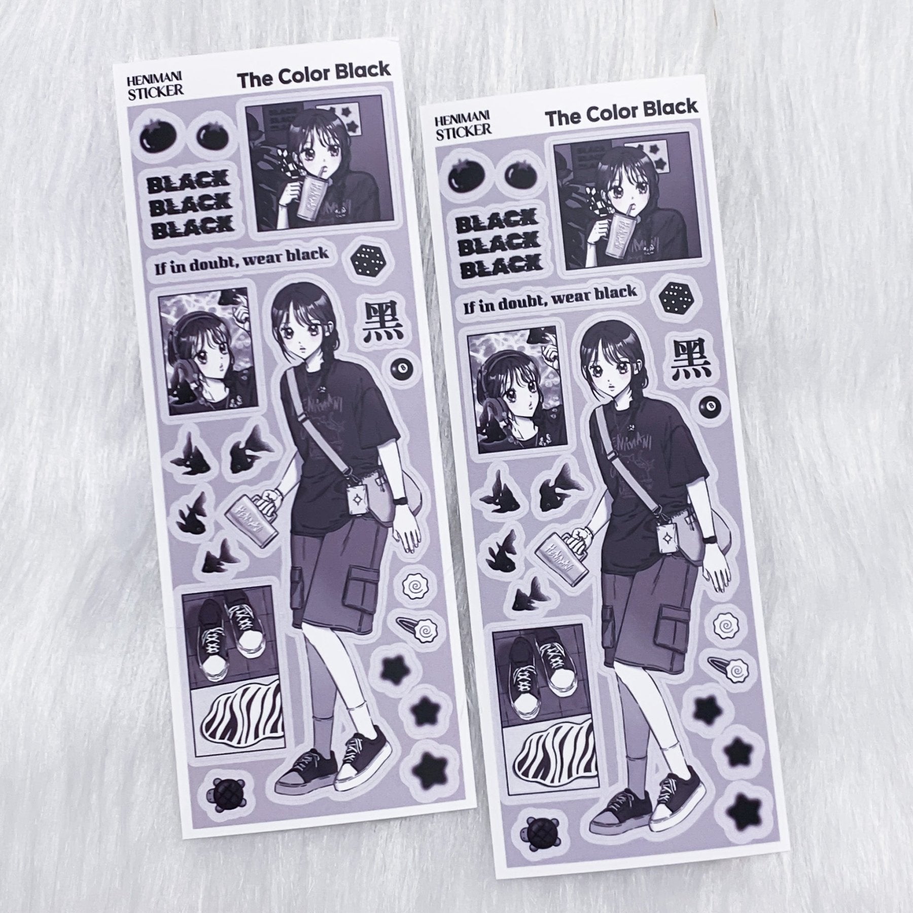 [HM24] NEW Henimani 'The Color Black' Sticker Sheet - Henimani__korean_sticker_stationery