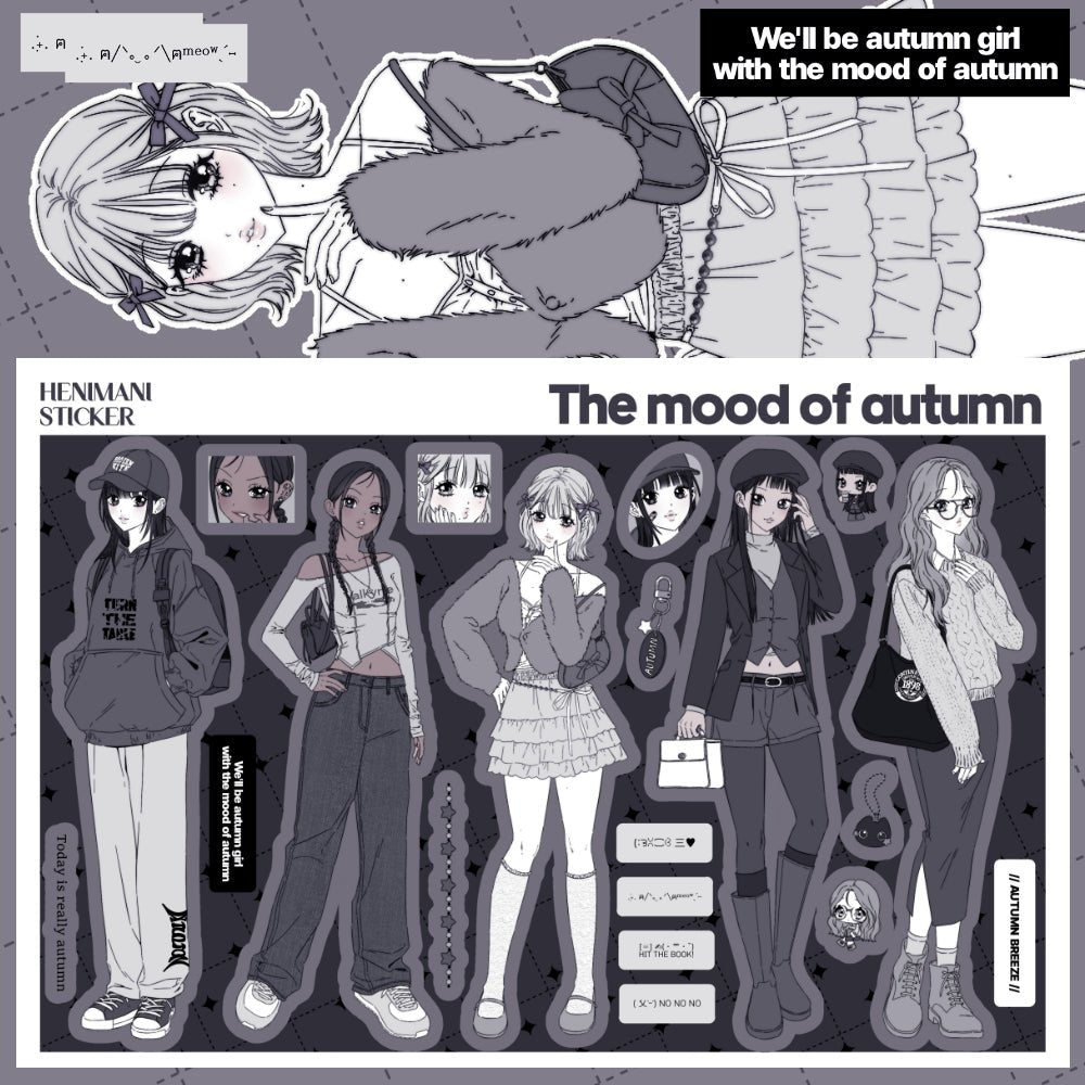 [HM28] NEW Henimani 'The Mood of Autumn' Sticker Sheet - Henimani__korean_sticker_stationery