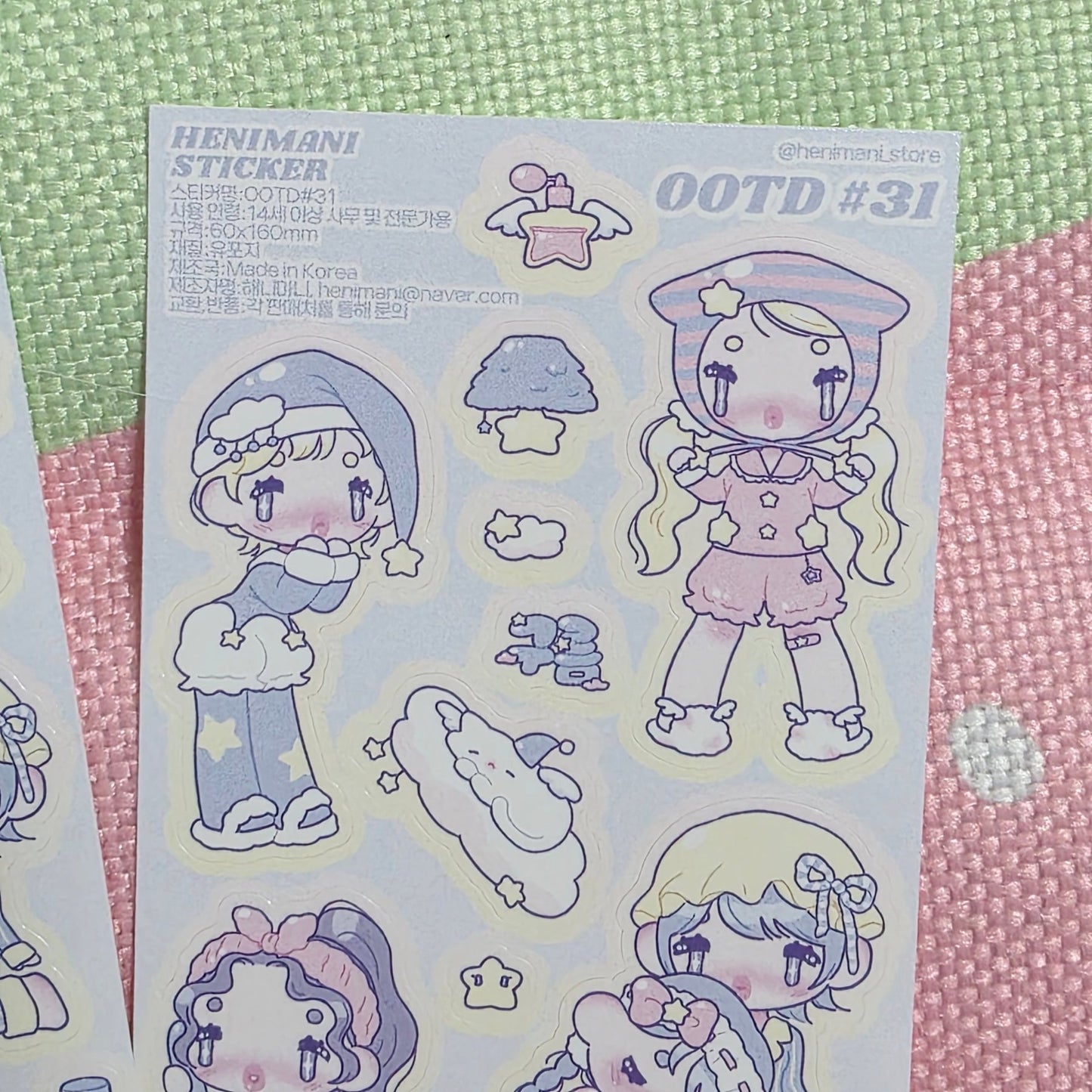 [HM29] NEW Henimani 'OOTD 31/32' Sticker Sheet (options) - Henimani_HM29S1 - 31_korean_sticker_stationery