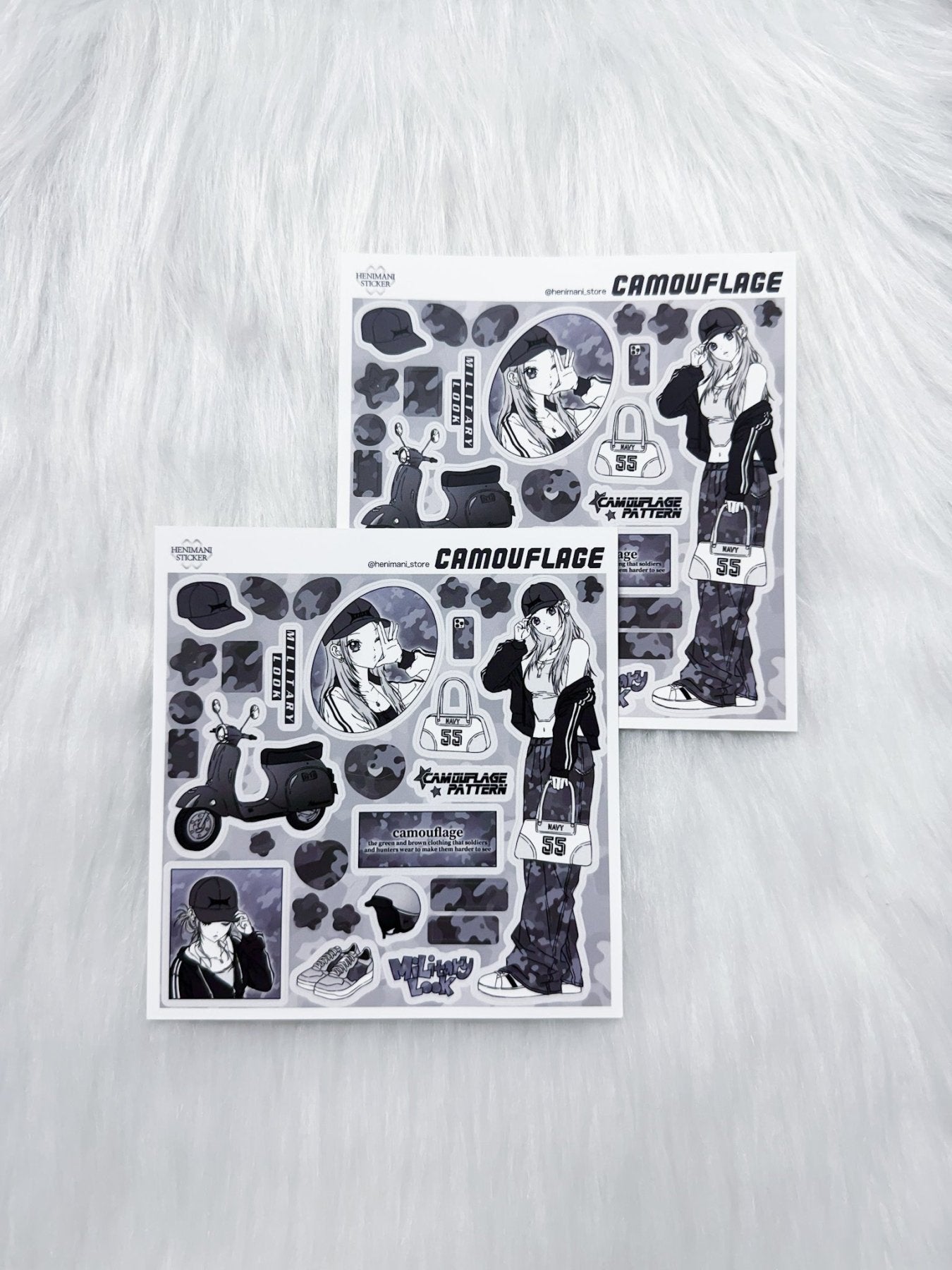 [HM38] NEW Henimani 'CAMOUFLAGE' Sticker Sheet - Henimani__korean_sticker_stationery