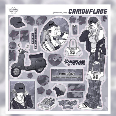 [HM38] NEW Henimani 'CAMOUFLAGE' Sticker Sheet - Henimani__korean_sticker_stationery