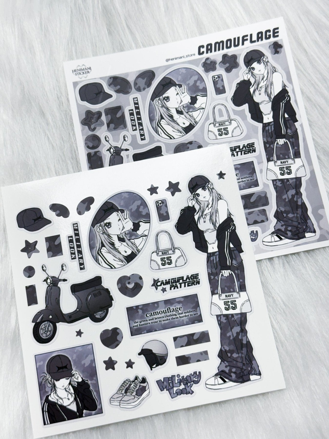 [HM38] NEW Henimani 'CAMOUFLAGE' Sticker Sheet - Henimani__korean_sticker_stationery