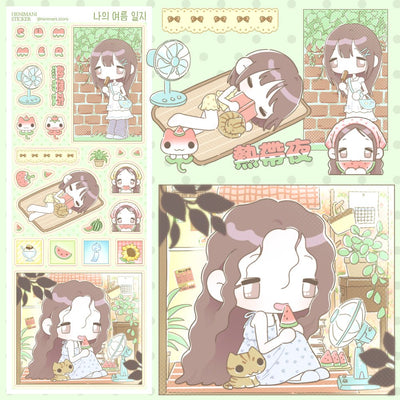 [HM39] NEW Henimani 'My Summer Journal' Sticker Sheet - Henimani__korean_sticker_stationery