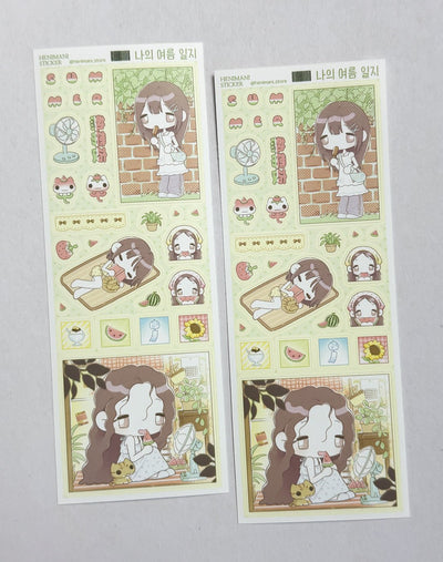 [HM39] NEW Henimani 'My Summer Journal' Sticker Sheet - Henimani__korean_sticker_stationery
