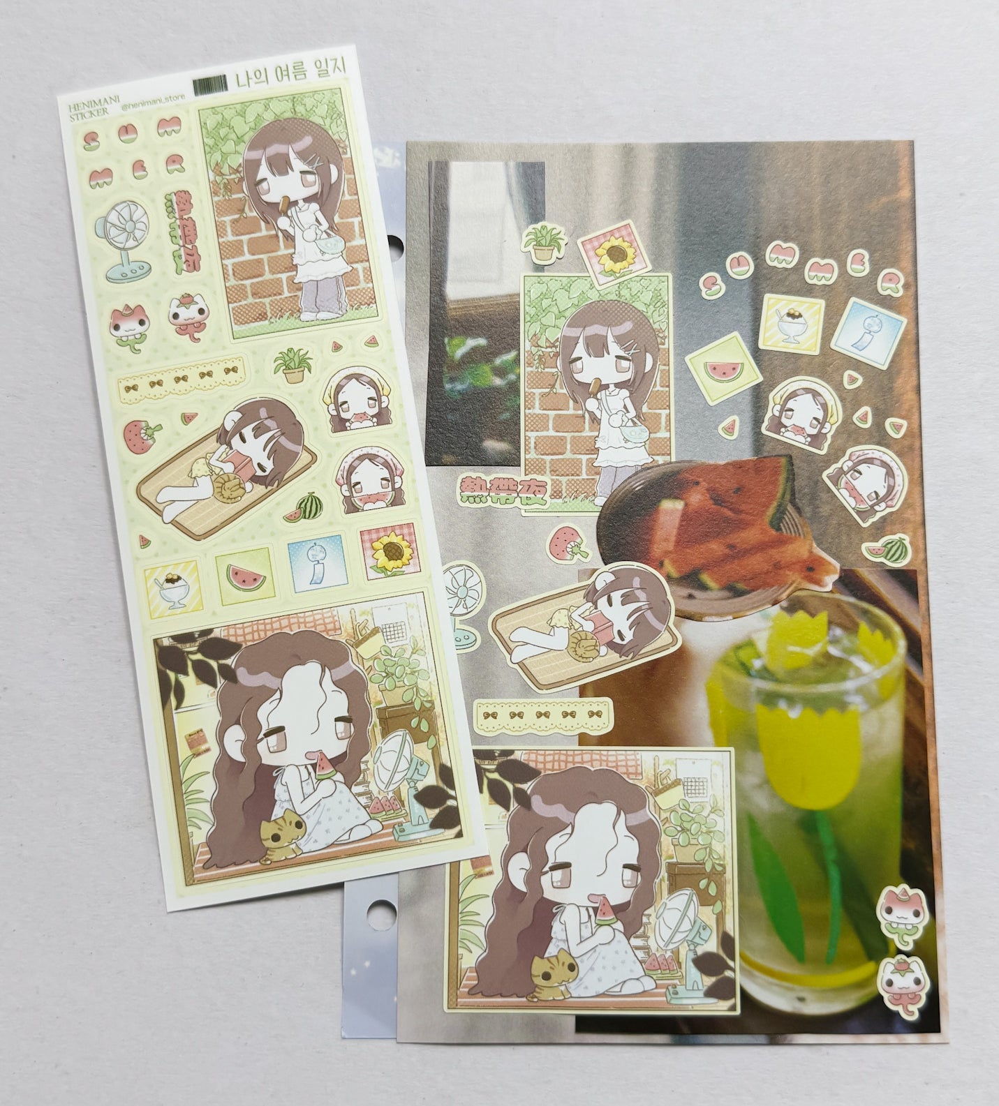 [HM39] NEW Henimani 'My Summer Journal' Sticker Sheet - Henimani__korean_sticker_stationery