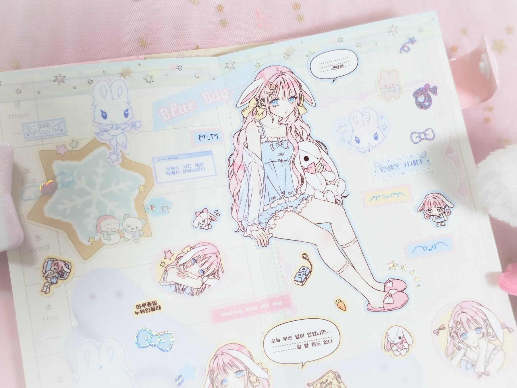 [HM45] NEW Henimani 'Blue Day' Sticker Sheet - Henimani__korean_sticker_stationery