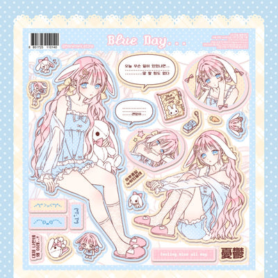 [HM45] NEW Henimani 'Blue Day' Sticker Sheet - Henimani__korean_sticker_stationery